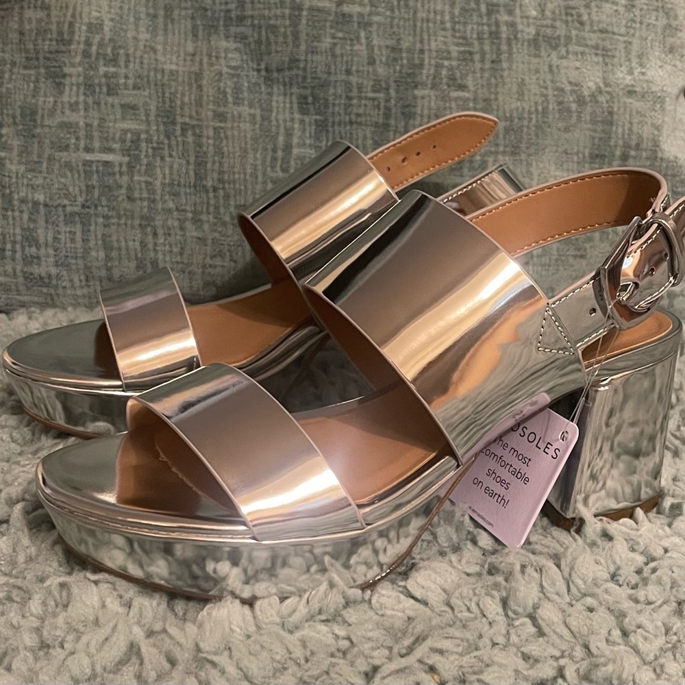 Aerosols shiny silver platform sandals